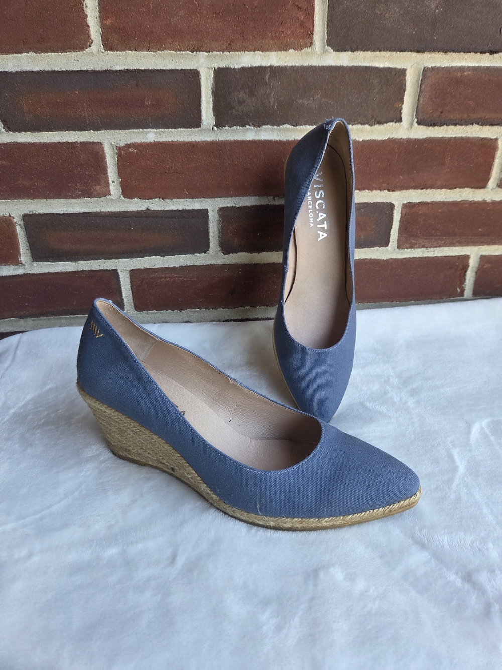 Viscata Barcelona Blue Canvas Espadrille Wedge Pumps Women's EU 41 US 10